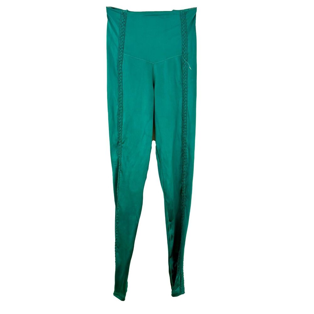 OFFLINE by Aerie OG Original Satin Braided Accent Legging S Teal Green NEW B65
